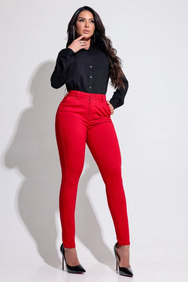 Calça Jeans Modeladora Vermelha Magnífica - CH68