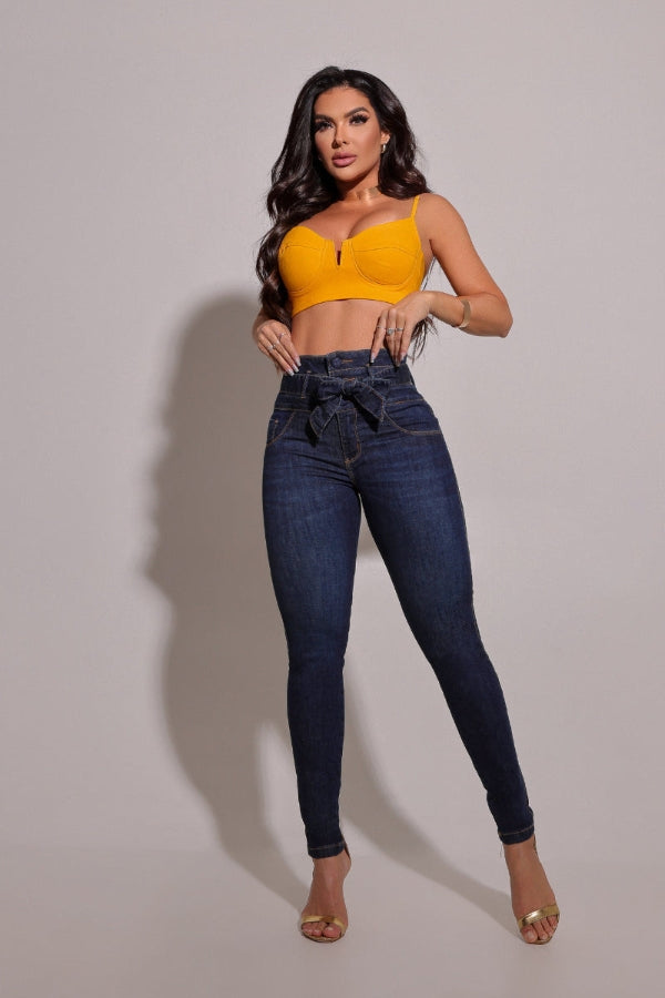 Calça Jeans Feminina Modeladora com Cinto - CH89