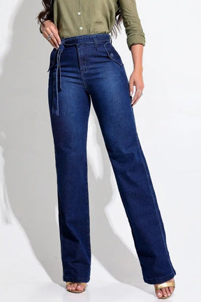 Calça Jeans Wide Leg Modeladora com Cinto - CH99