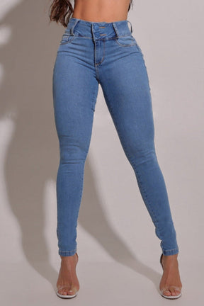 Calça jeans modeladora lipo e empina bumbum clara skinny - CH11