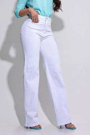 Calça Wide Leg Modeladora Fantáisca Branca - CH104