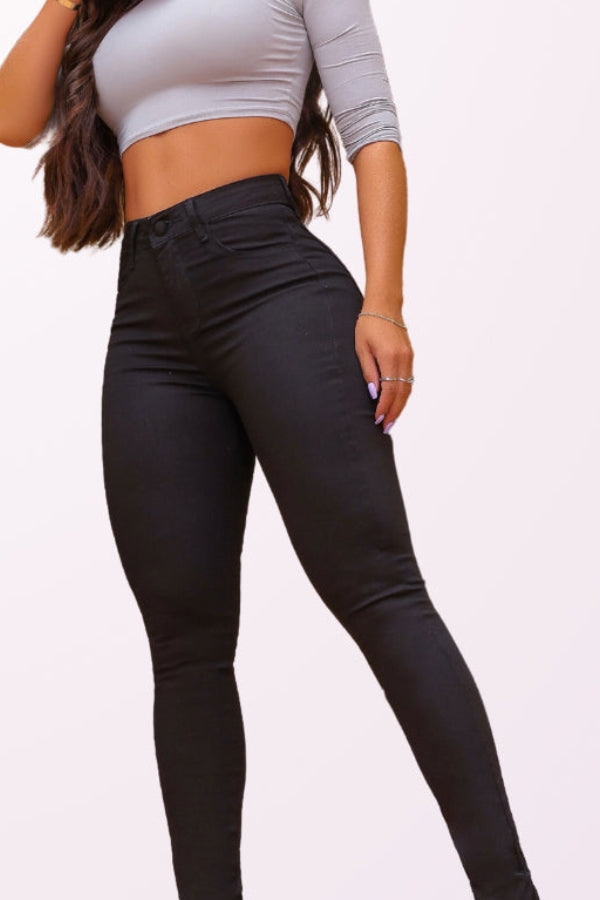 Calça Jeans Modeladora Preta Que Não Desbota - CH74