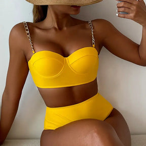 Biquini Cintura Alta Modelo Verona Amarelo